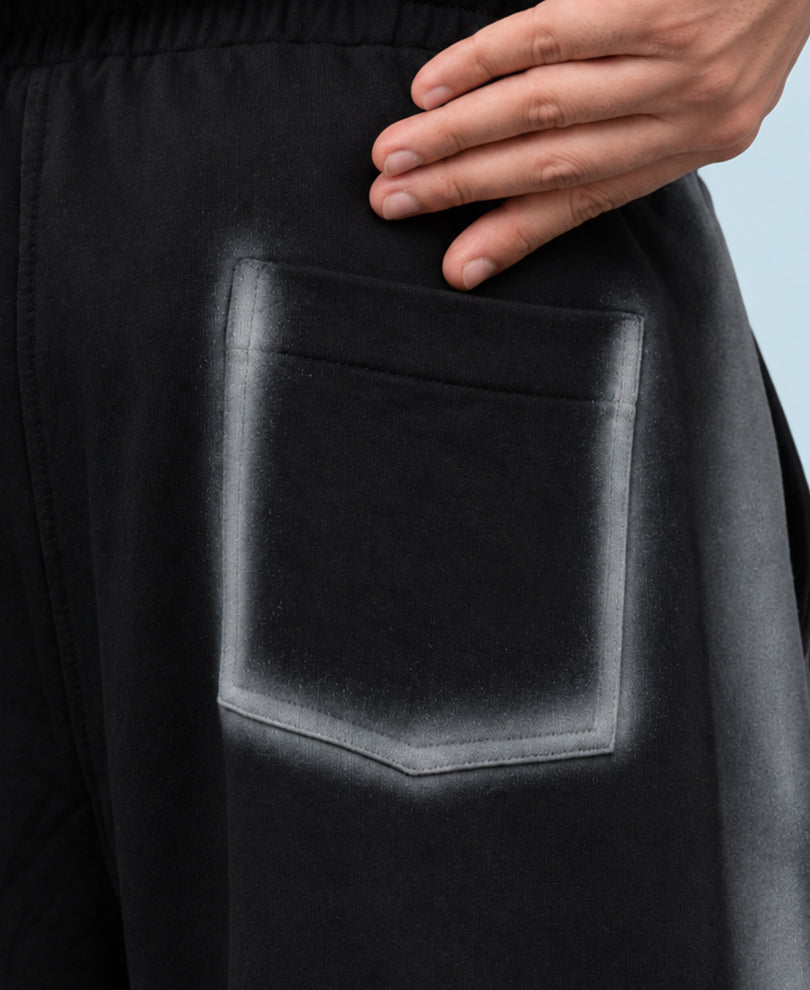 Black Sprayed Baggy Trackpant