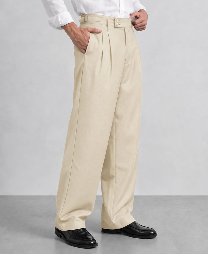 Cream Baggy Korean Pant