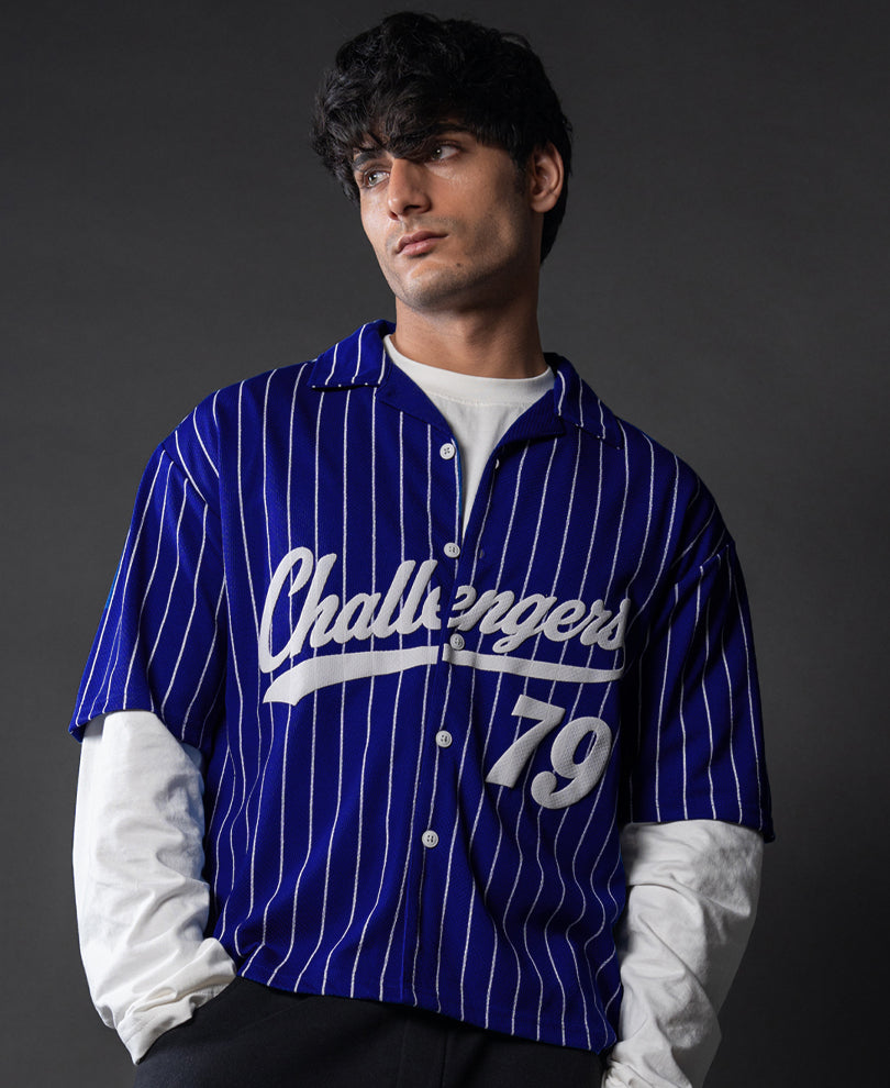 Royal Blue Printed Jersey Shirt.