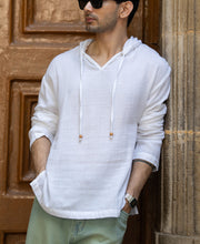 White Lightweight Summer Hoodie 100% Cotton