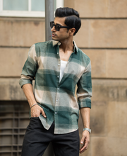Green Lightweight Flannel Check Shirt