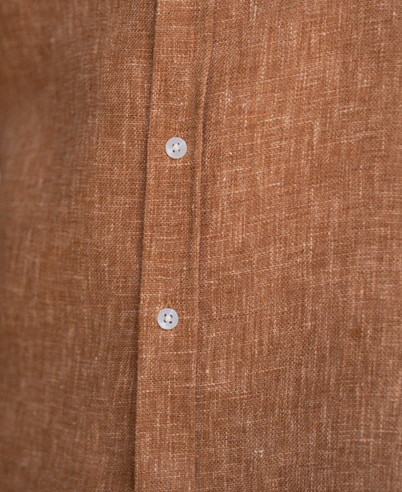 Brick Structured Linen Blend Shirt.