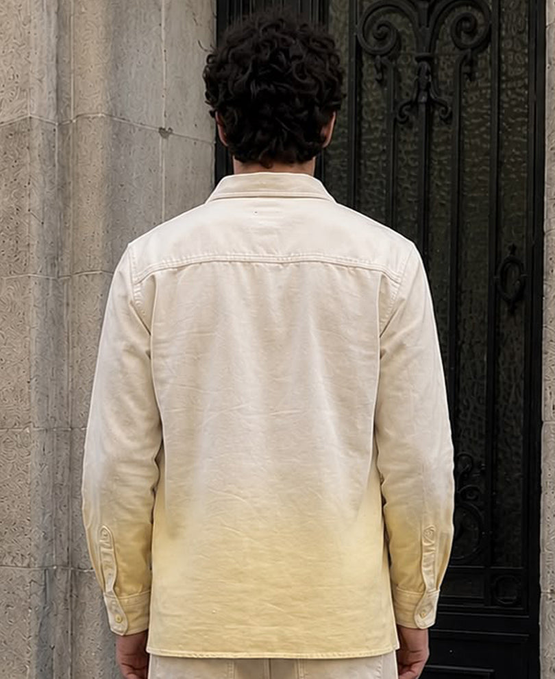 Butter Yellow Structured Ombre Shirt 100% Cotton