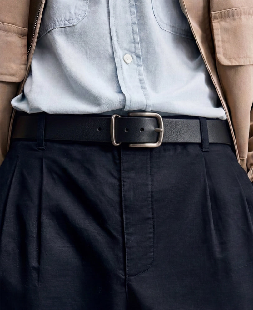 Black Textured Dress Belt