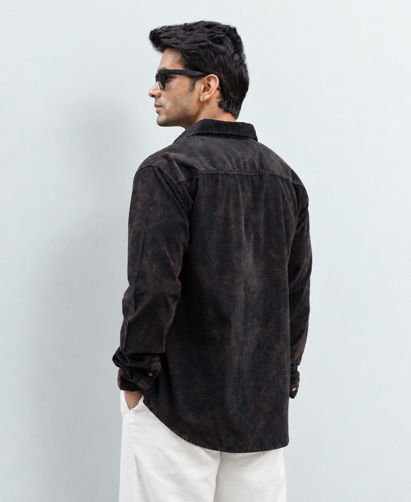 Black Washed Corduroy Shirt 100% Cotton