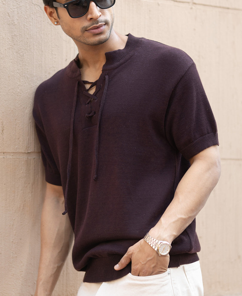 Wine Henley T-Shirt.