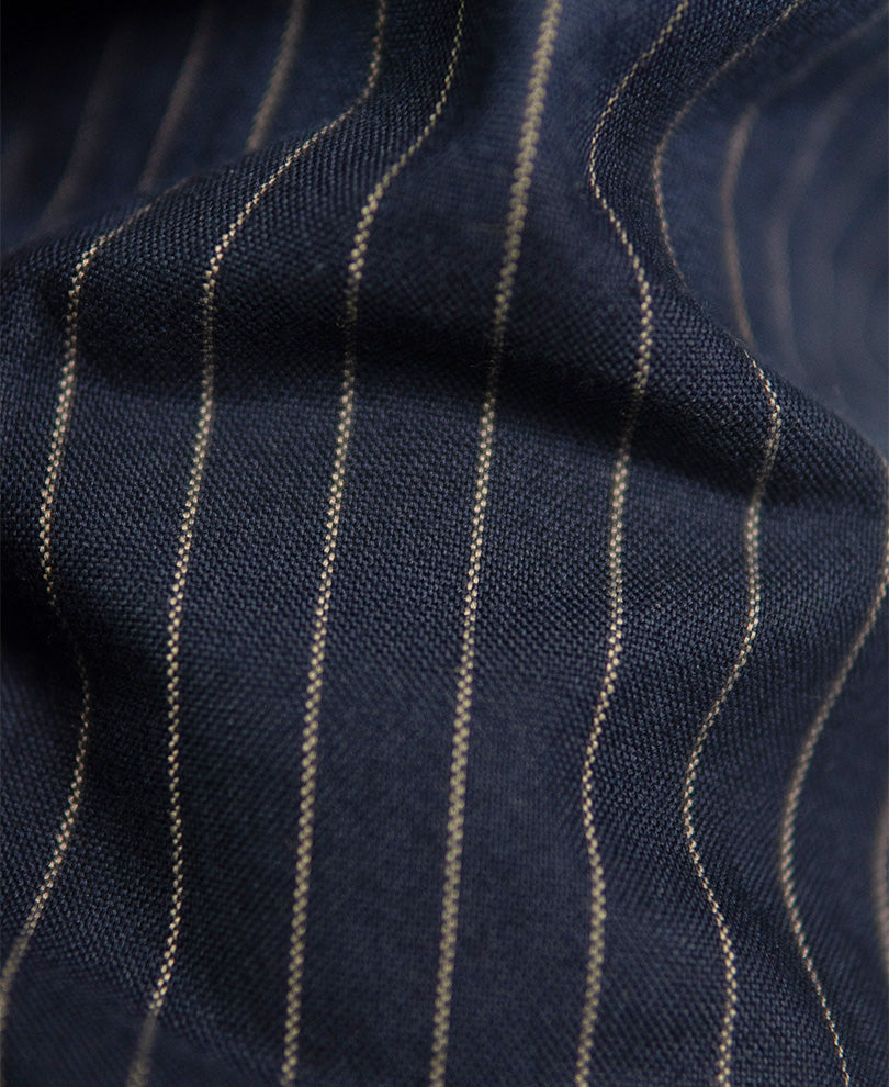 Navy Calligraphy Print Stripe Shirt
