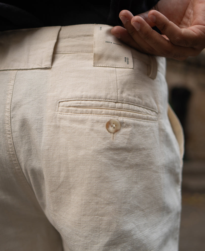 Cream Cotton Trousers.