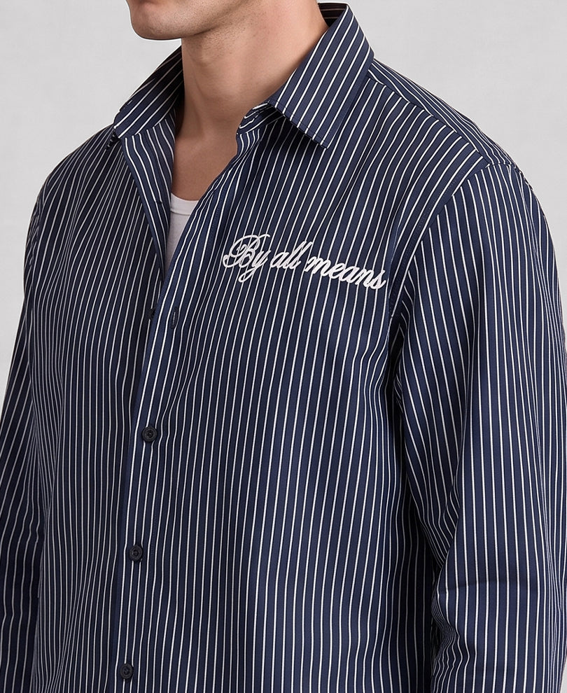Navy Oxford Striped Shirt