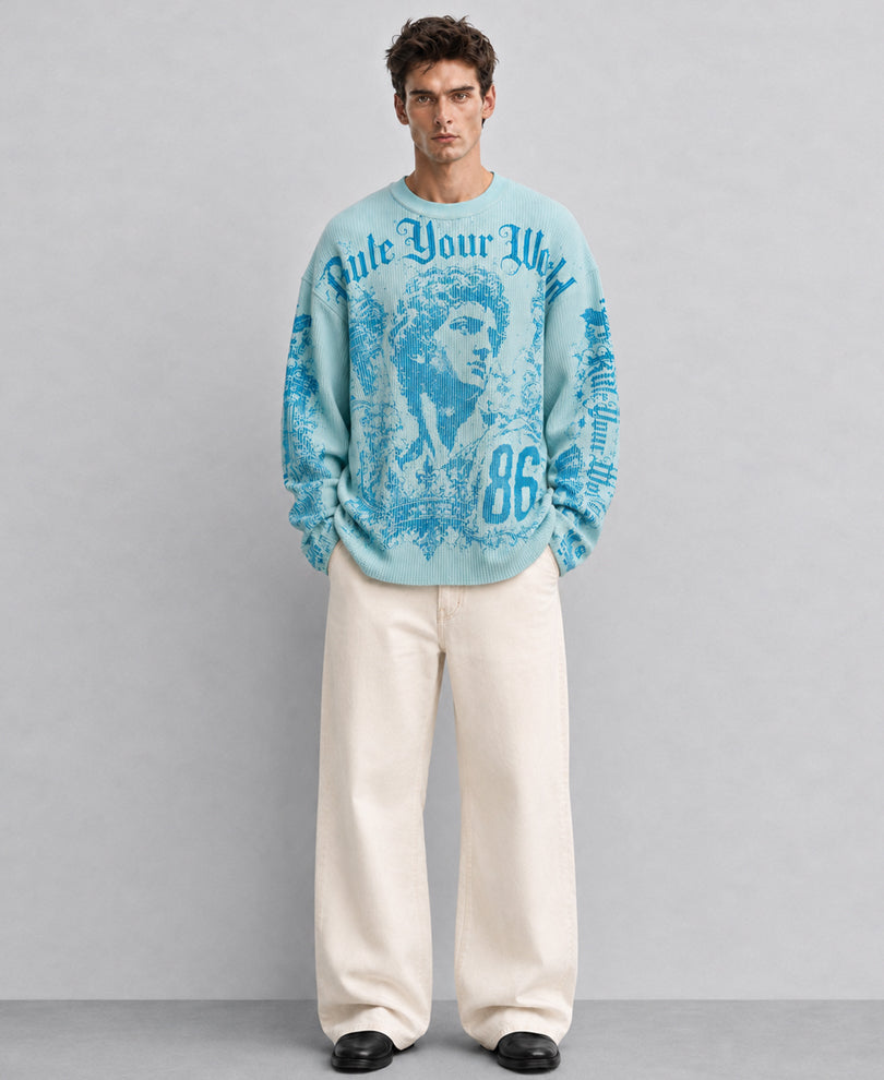 Aqua Printed Structured T-Shirt