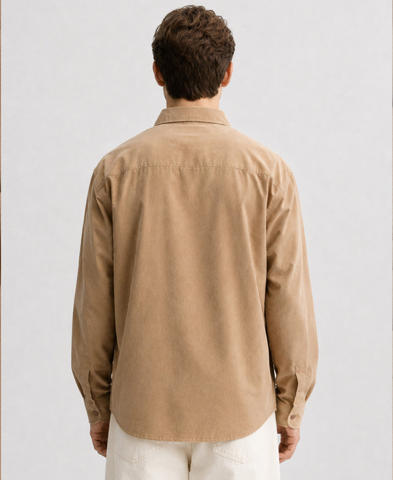 Beige Floral Embroidery Shirt