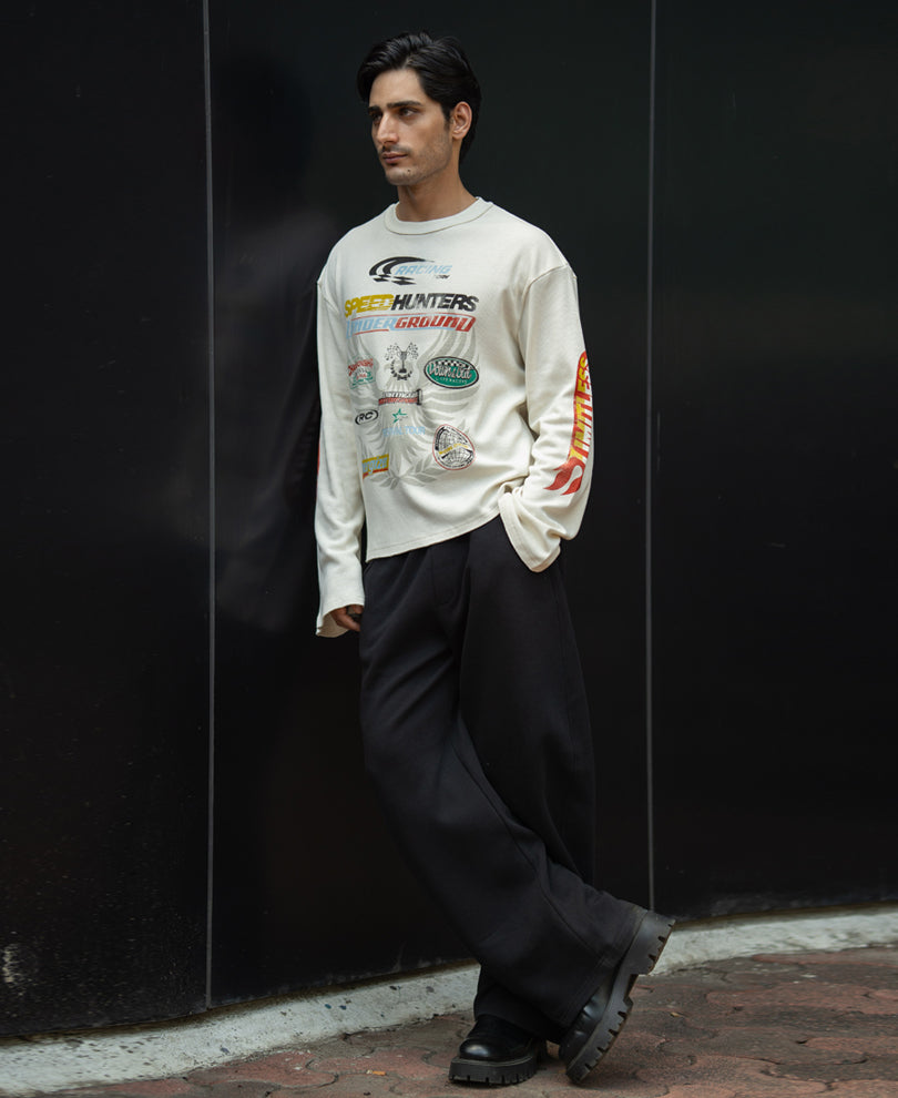 Cream Boxy Racing T-Shirt