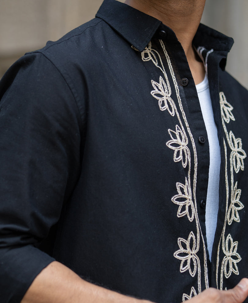 Black Lotus Embroidery Shirt.