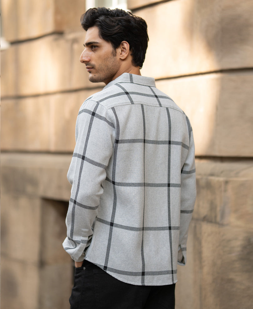 Grey Structure Checks Shirt.