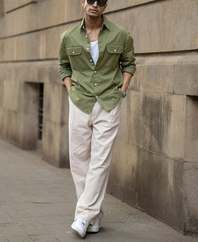 Green Double Pocket Lightweight Shirt.