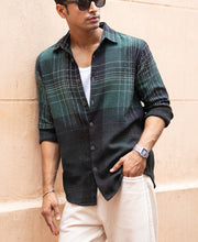 Olive Ombre Checks Shirt.