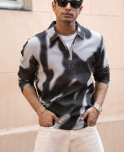 Grey Printed Structure T-Shirt.