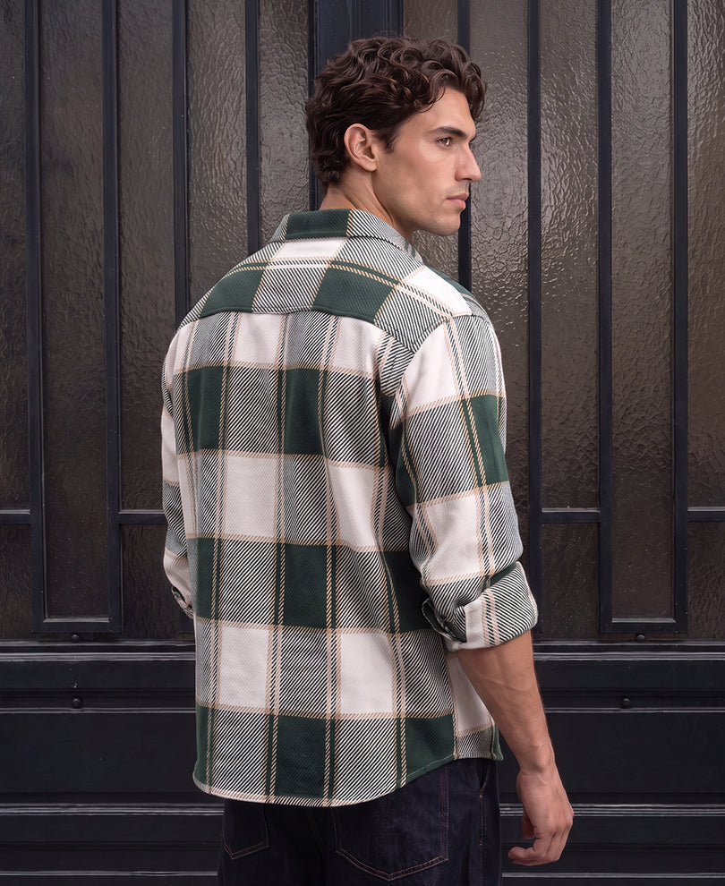 Green Structured Checks Shirt
