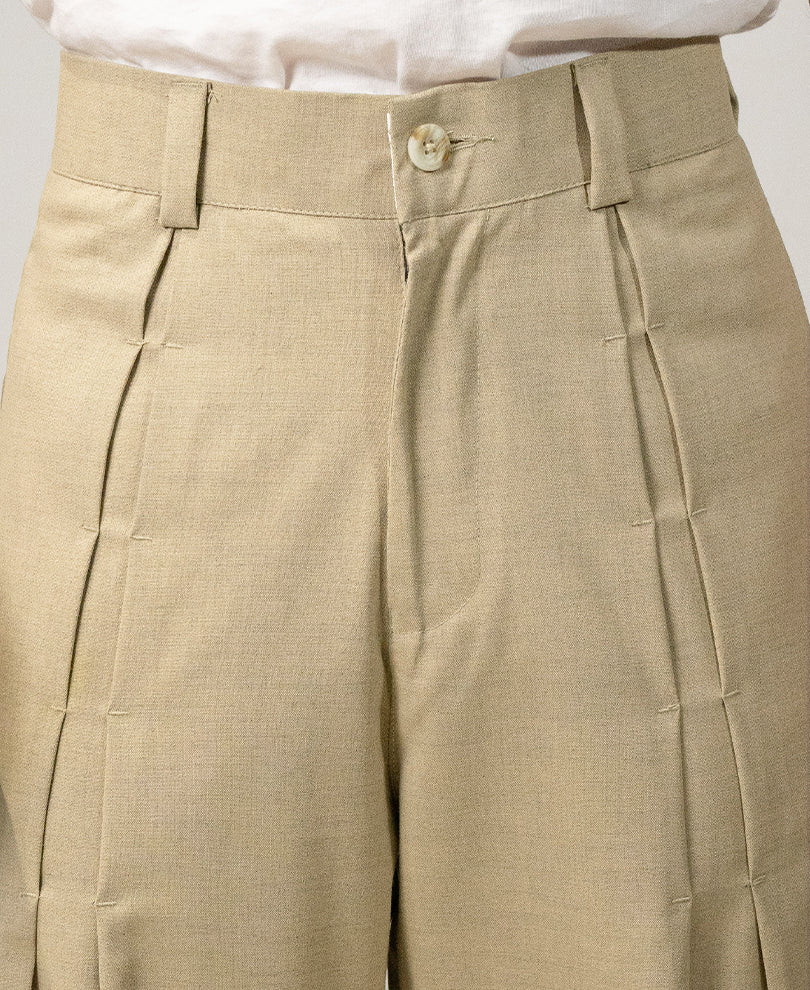 Dark Beige Pleated Trousers