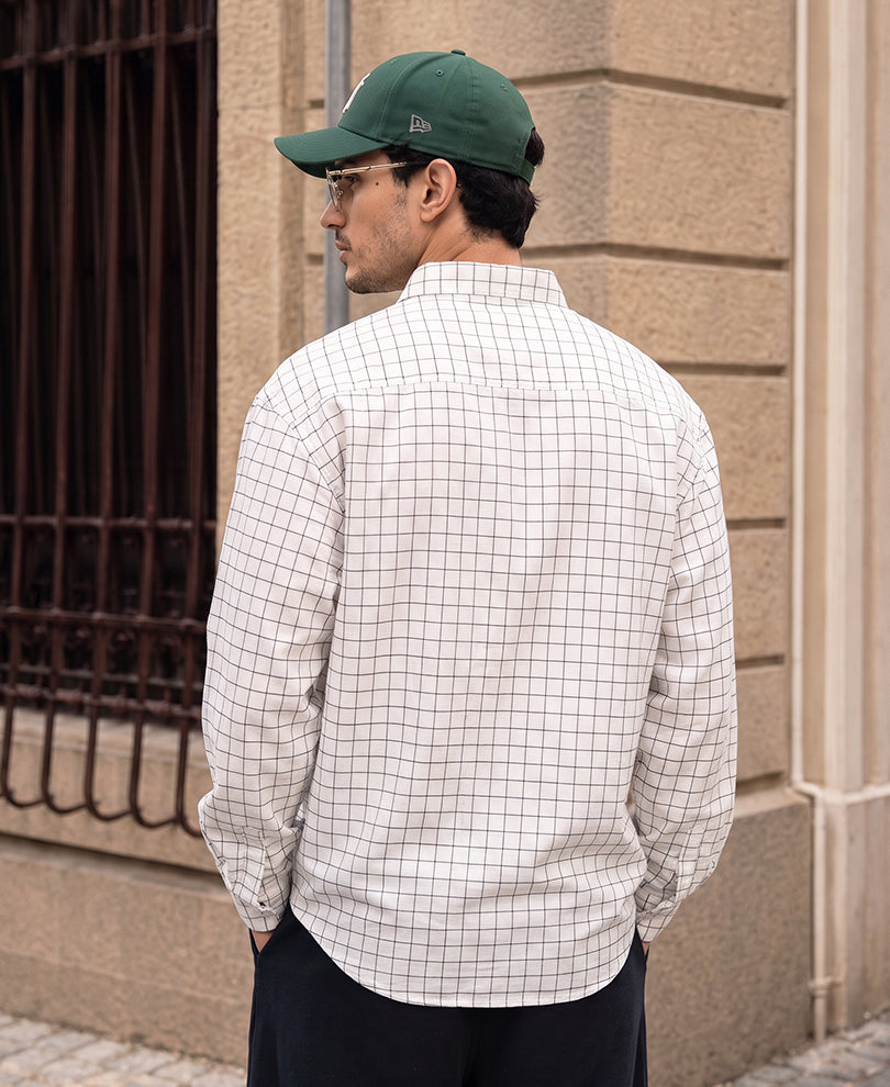White & Black Oxford Checks Shirt 100% Cotton