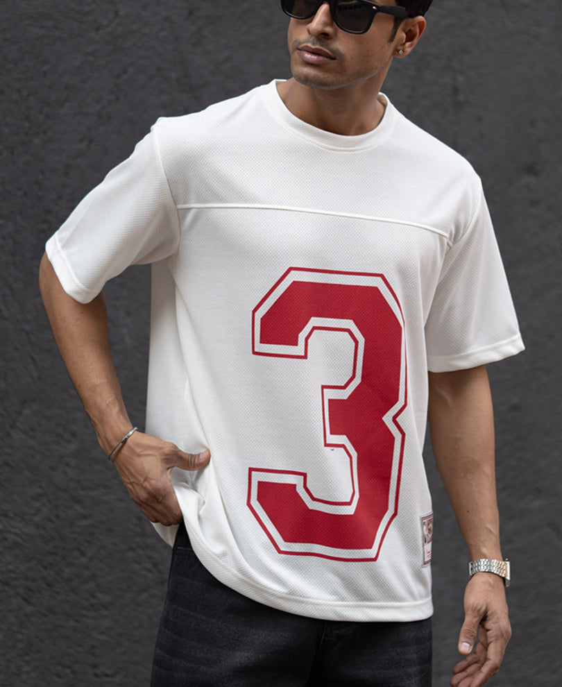Off White Printed Jersey T-Shirt.