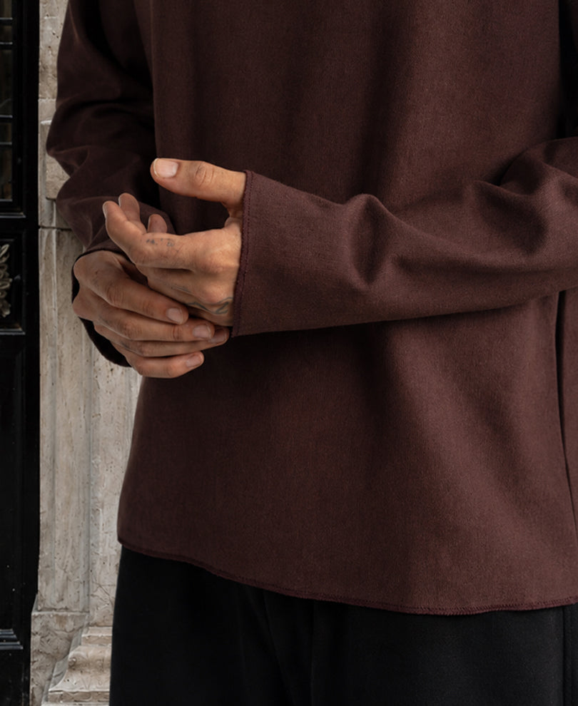 Brown Rib Knit T-Shirt
