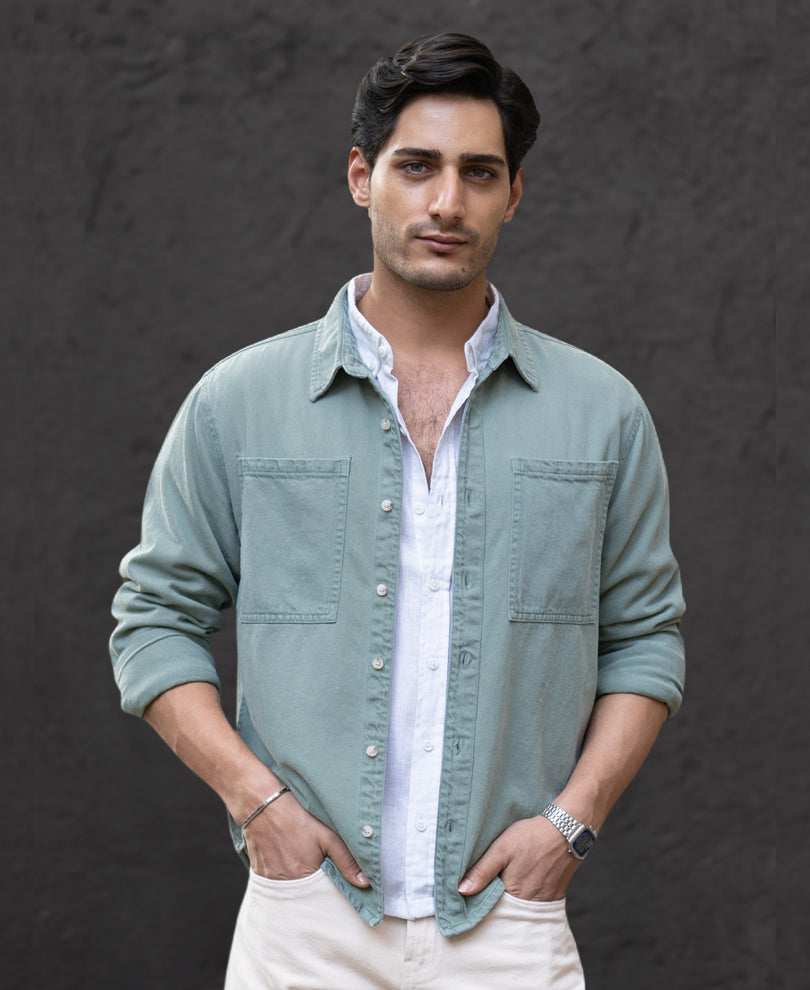 Pista Washed Structured Denim Shirt.