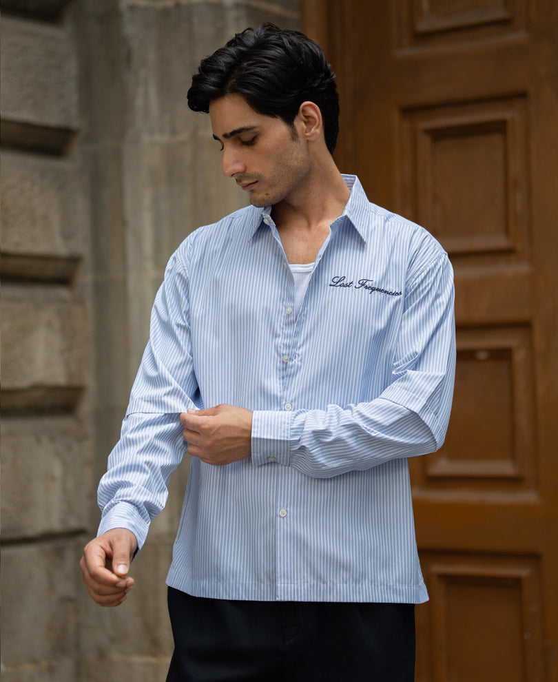 Blue Striped Doctor Sleeves Shirt