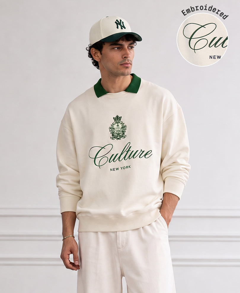 Cream Embroidered Boxy T-Shirt 100% Cotton