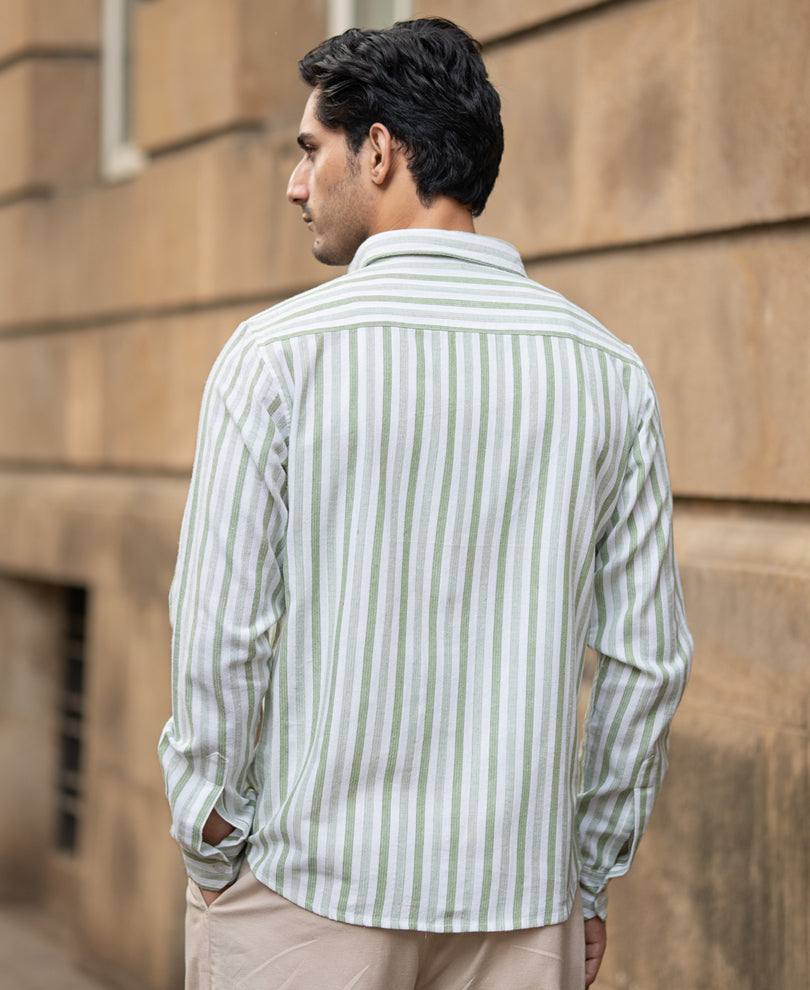 Mint Structured Stripe Shirt.