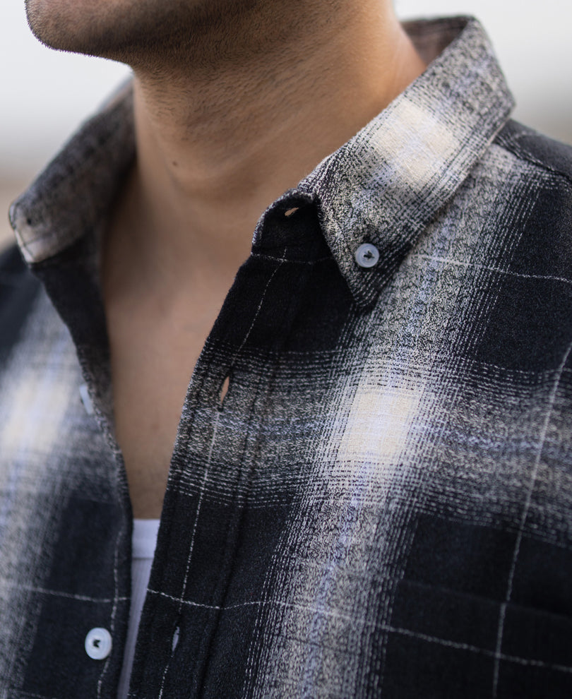 Black Structured Button Down Shirt.