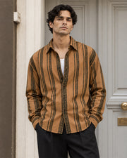 Light Brown Striped Corduroy Shirt