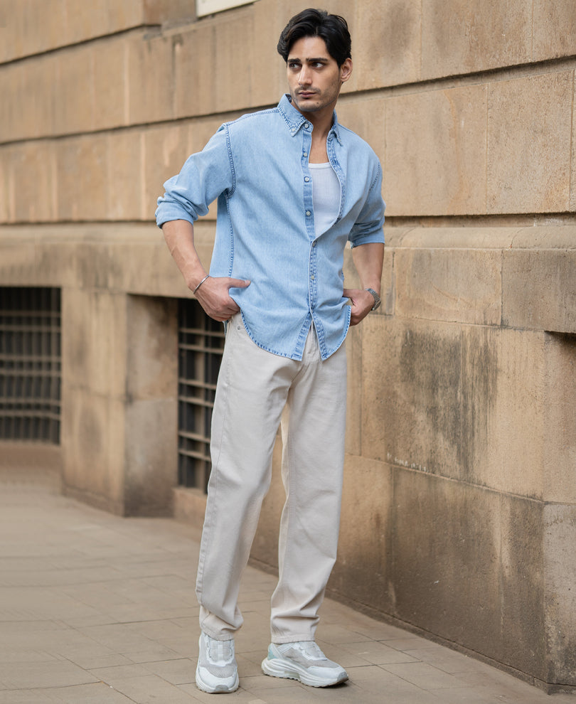 Light Blue Washed Button Down Shirt.