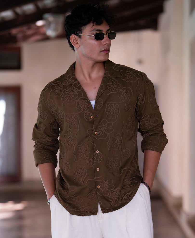 Light Brown Embroidered Shirt