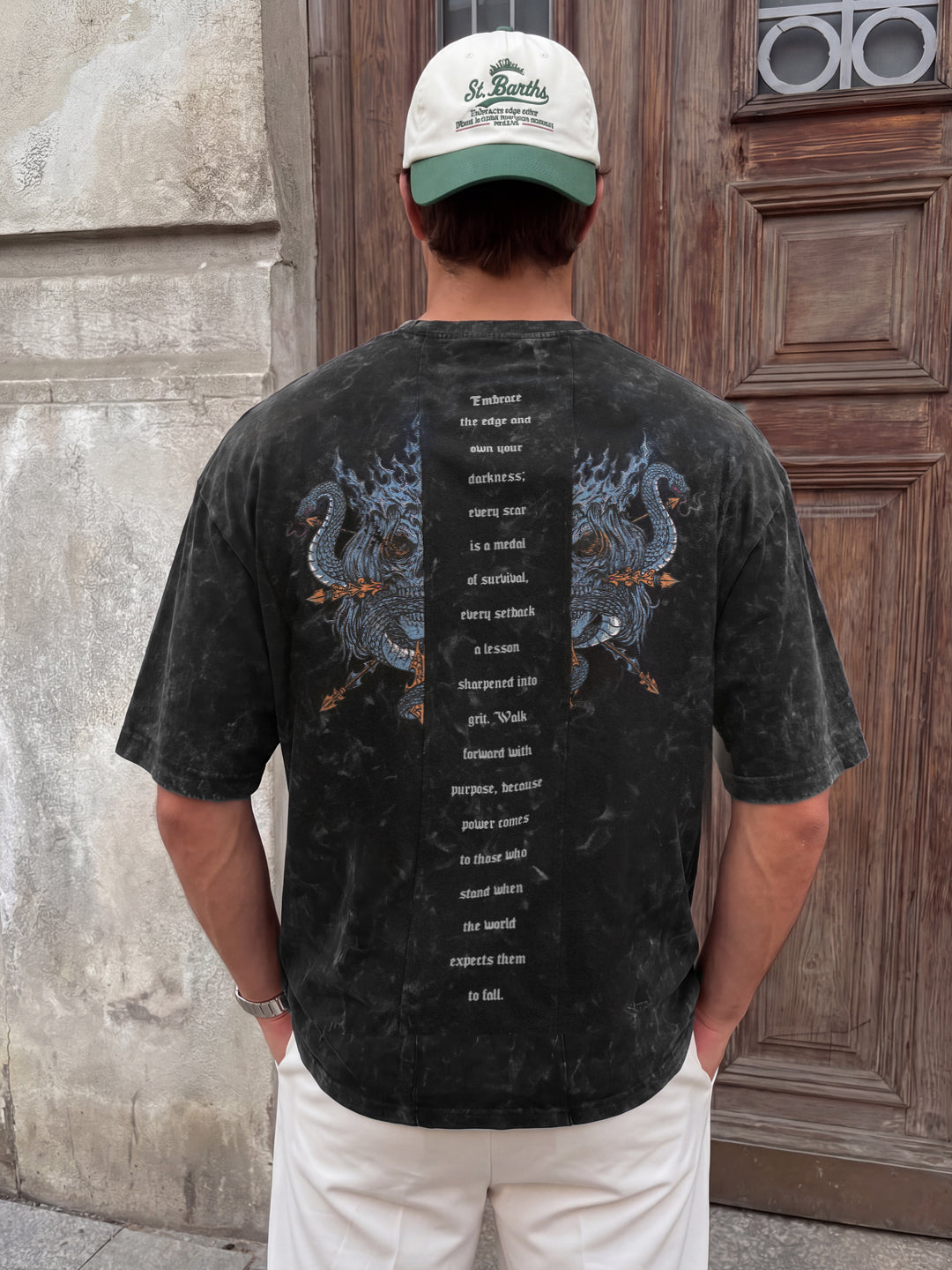 Black Washed Graphic T-Shirt 100% Cotton