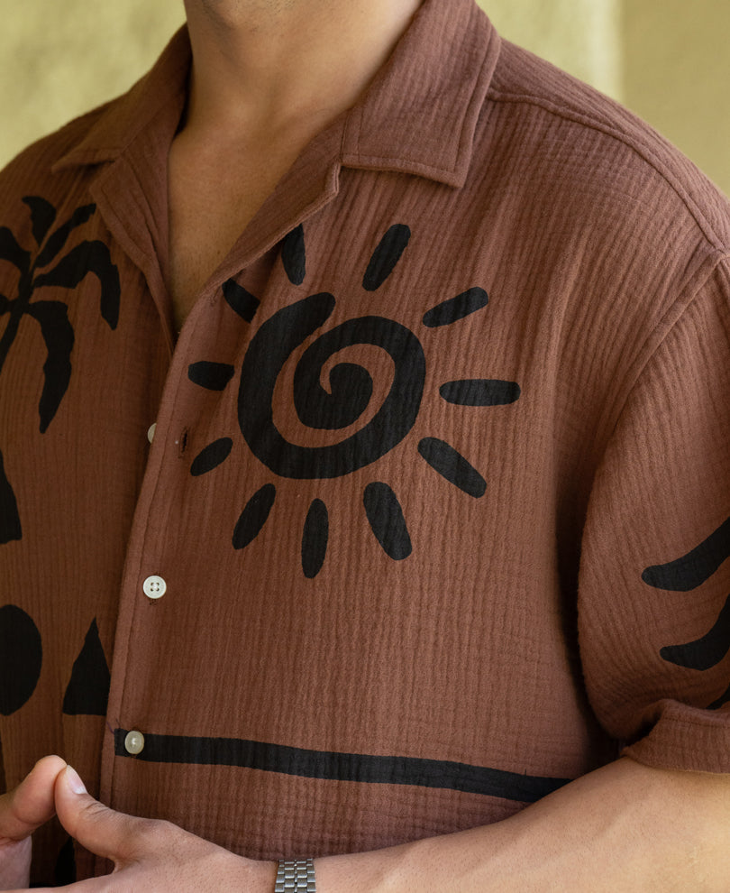 Brown Summer Print Shirt