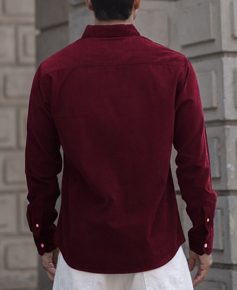 Wine Cotton Corduroy Shirt