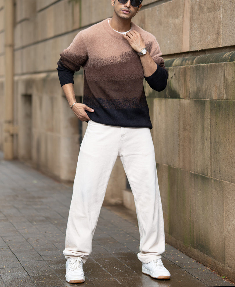 Brown Ombre Jacquard T-Shirt.