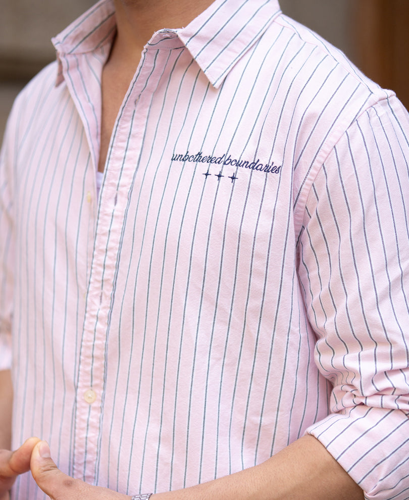 Pink Oxford Stripe Shirt 100% Cotton