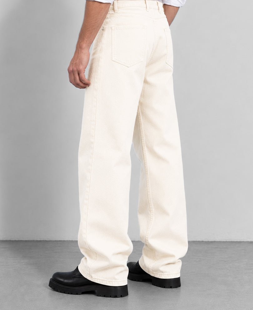 Cream Baggy Fit Jeans