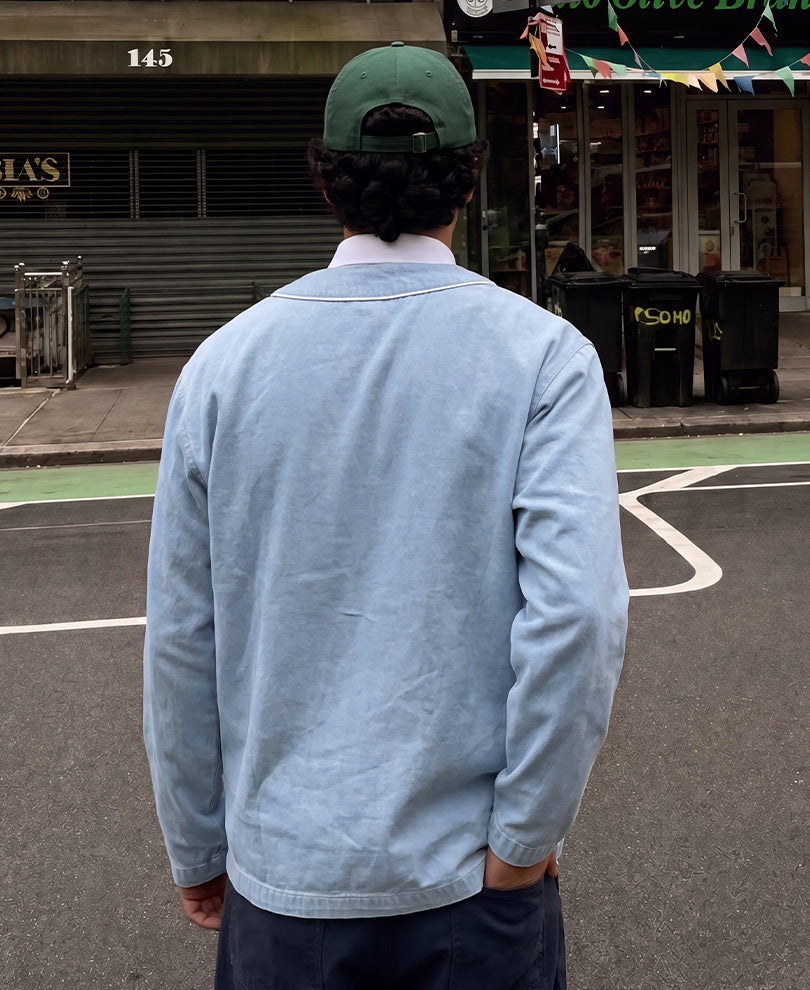 Blue Embroidered Denim Cardigan