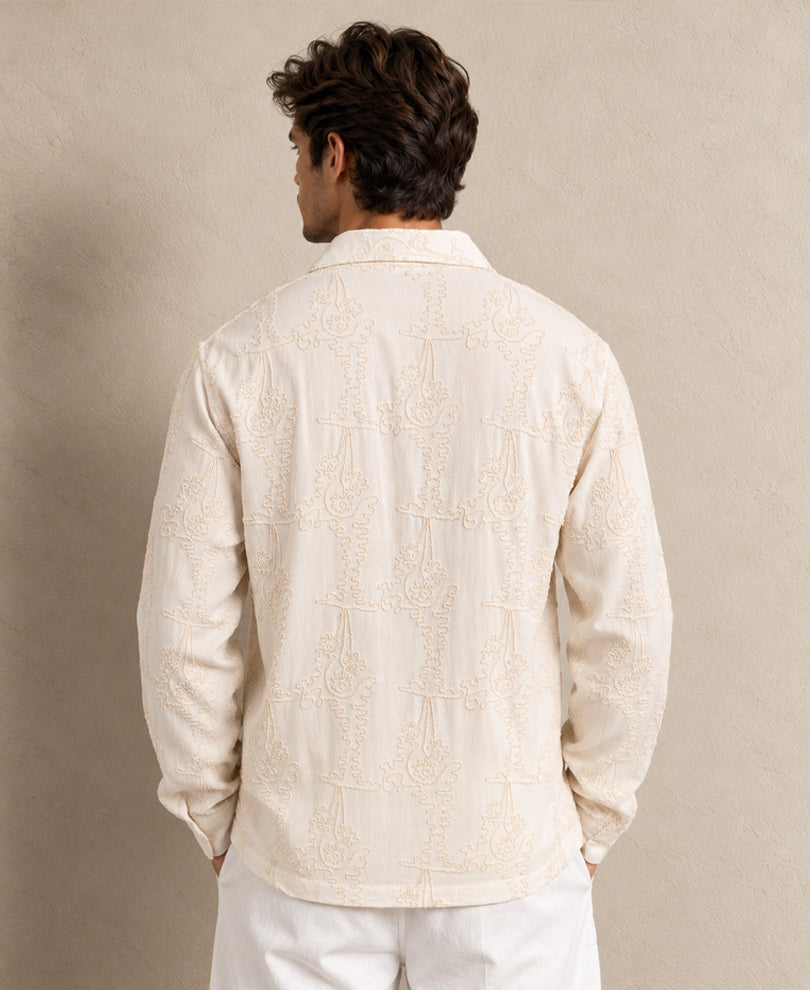 Cream Embroidered Kurta Shirt
