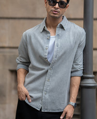 Grey Washed Denim Shirt