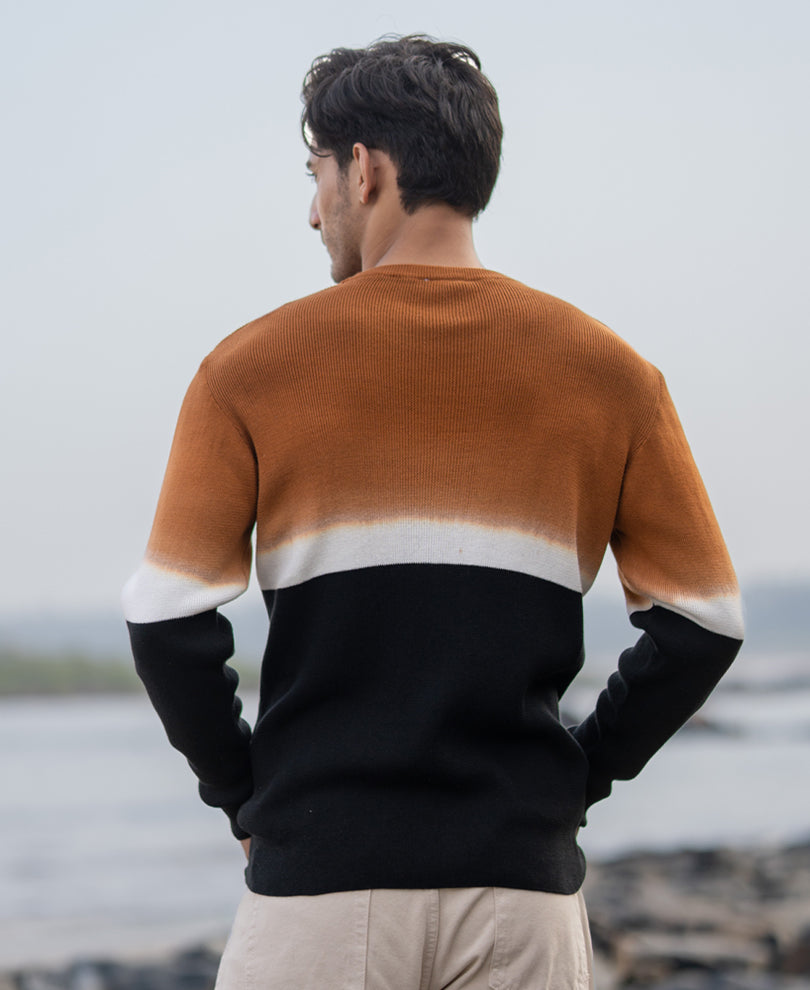 Brown And Black Stripe Knit T-Shirt.