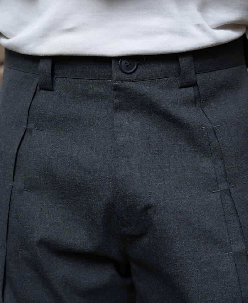 Dark Grey Pleated Trousers