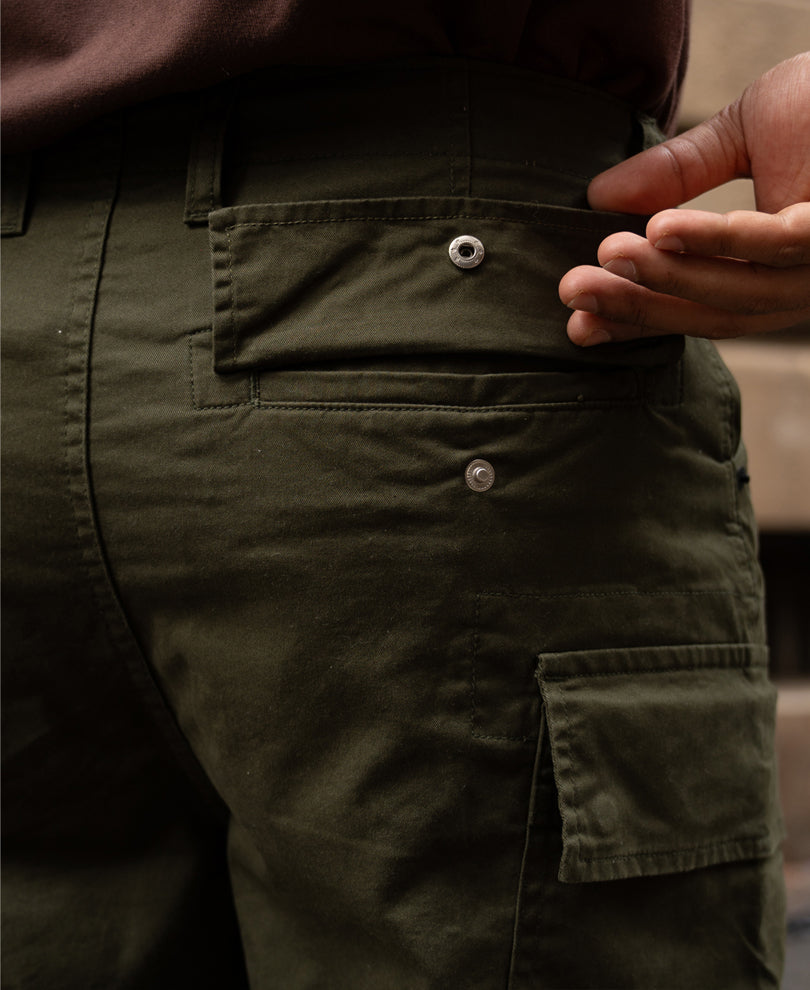 Olive Cotton Cargo Trouser.