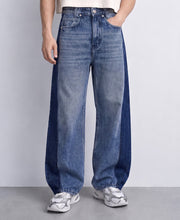 Dark Blue Paneled Baggy Jeans