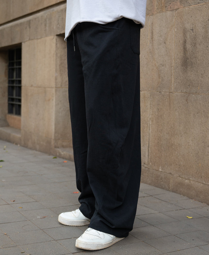 Black Barrel Fit Trackpants