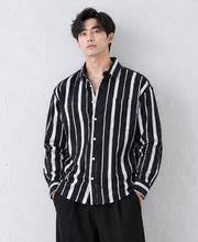Black Lightweight Striped Shirt 100% Cotton