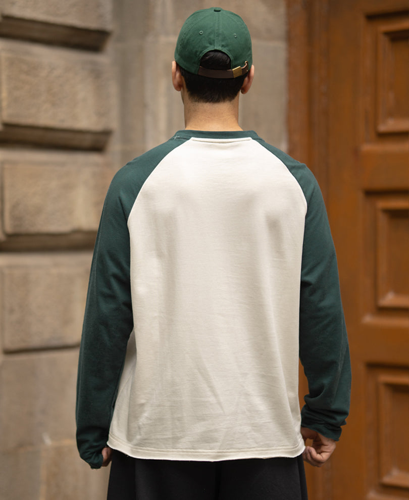 Off White & Teal Wraglan T-Shirt 100% Cotton